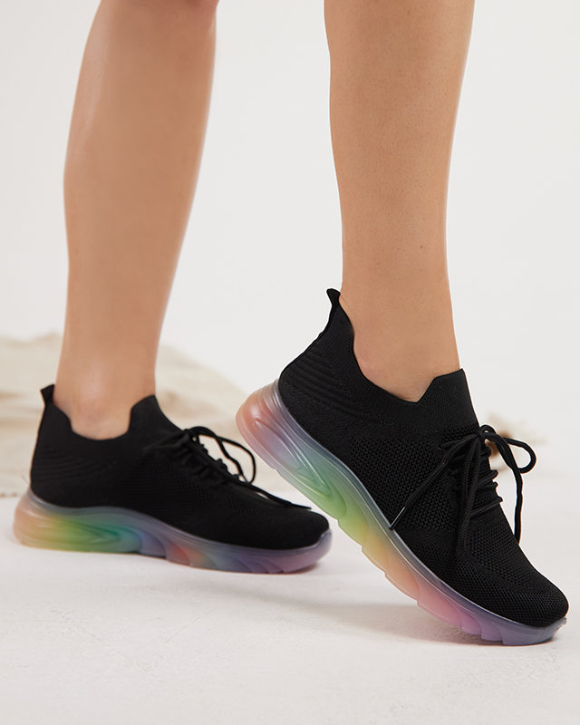 Black women's sports shoes with Afin colored sole- Footwear