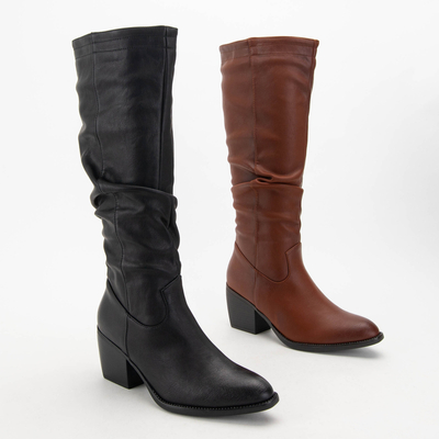 Brown women's knee-high boots Tarisa- Footwear