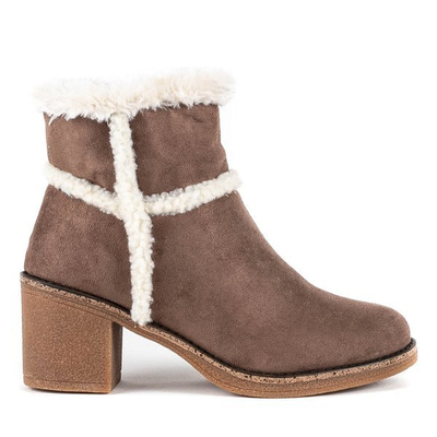 Brown winter boots with a higher heel Fairi - Footwear