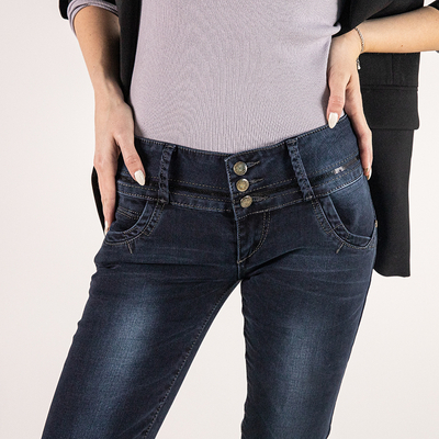 Women's navy blue straight jeans - Clothing