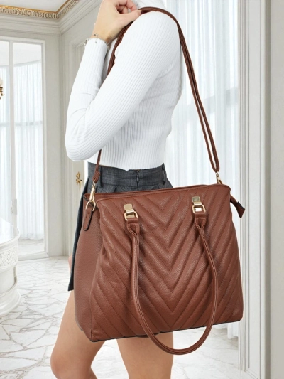 Women's shopper bag eco leather with Corvella embossing