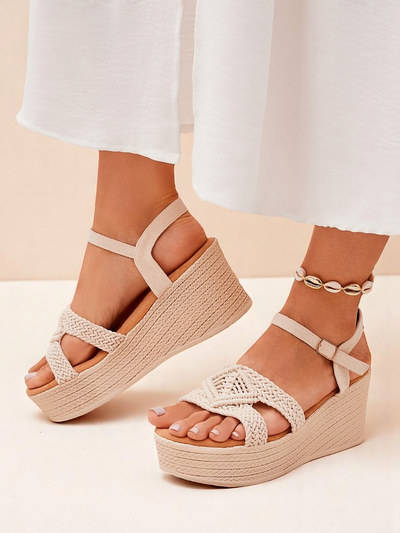 Royalfashion Sieviešu platformenes sandales, pītas, Sunny Day