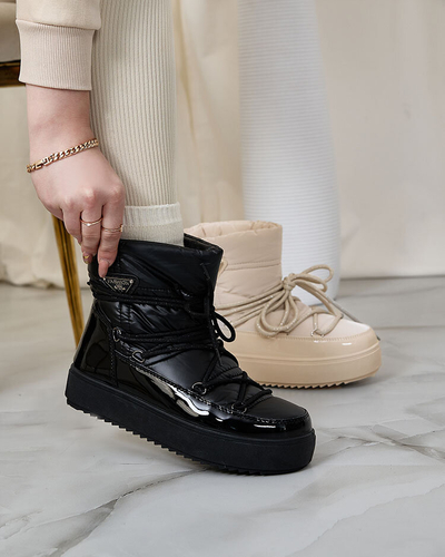 Royalfashion Sieviešu iešļūcamie zābaki a'la sniega zābaki melnā krāsā Nevsone