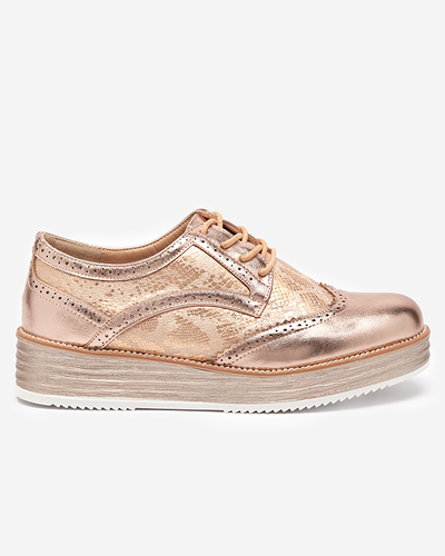 OUTLET Pink and gold women's shoes with snake skin inserts Fin - Footwear