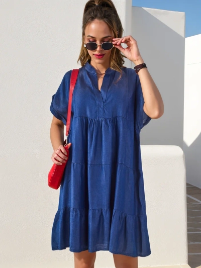 Royalfashion šūta sieviešu tunika, kas atgādina džinsa kleitu