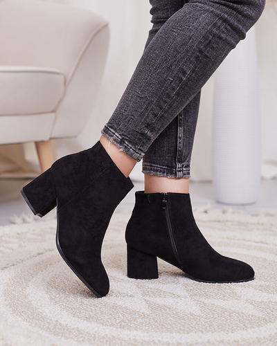 Royalfashion Черные женские сапоги на низкой шпильке Referra