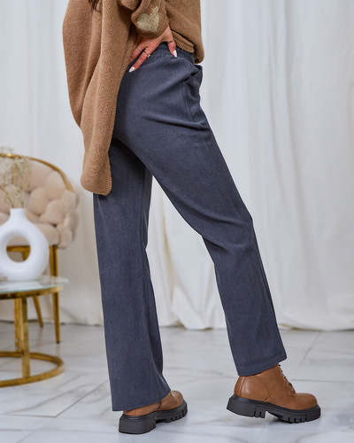 Royalfashion Women's corduroy fabric pants in dark gray