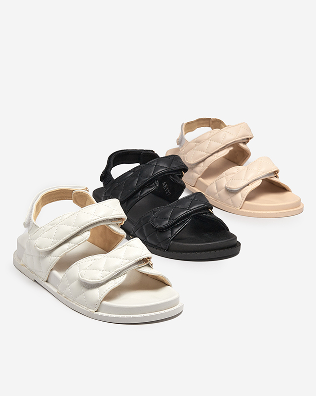 Beige women's sandals with Velcro Korine - Footwear