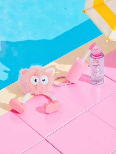 Lip gloss for children with a fluffy monster Light Pink