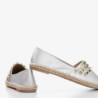 Silver women's espadrilles with Anchu studs - Footwear 1