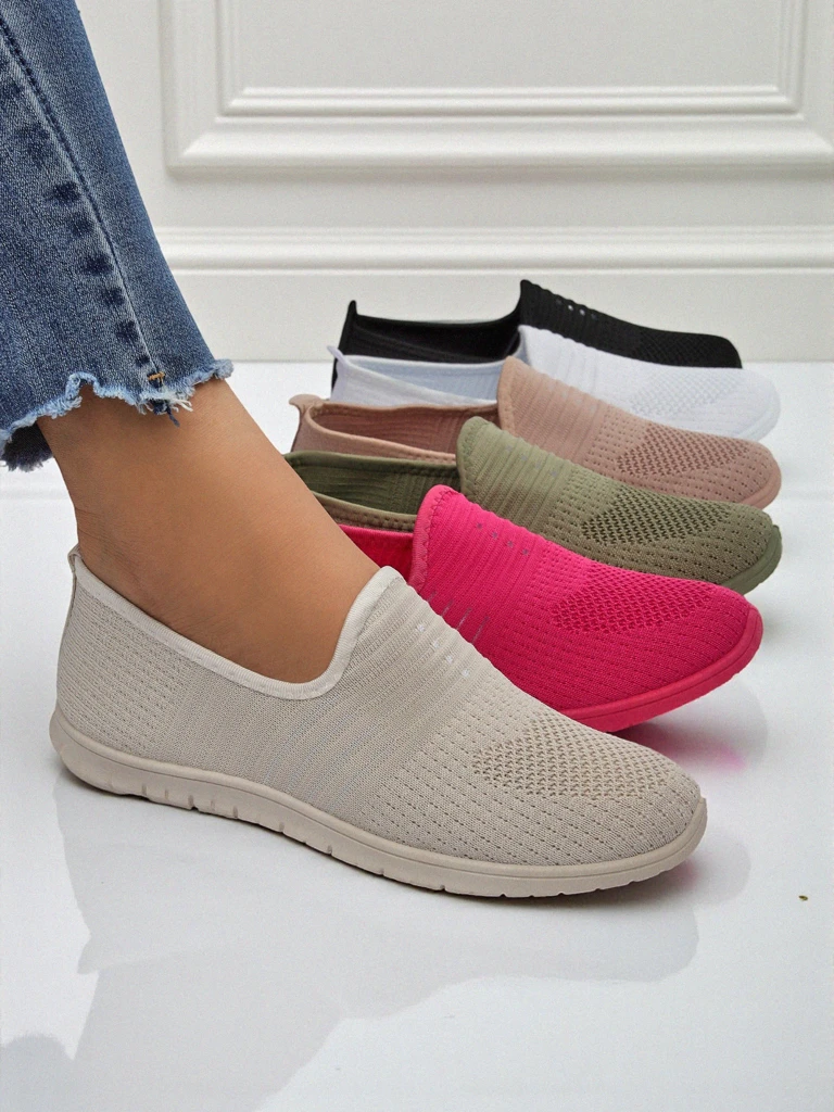 Callista Women's Beige Moccasins Made of Breathable Fabric Spring Summer