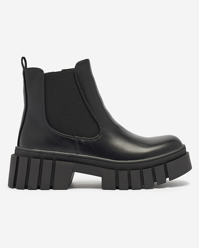 Melni sieviešu zābaki ar biezāku zoli Olilno- Footwear