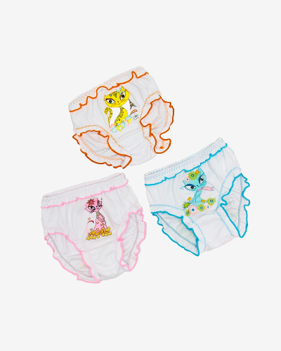 Royalfashion Set of girls panties type with colorful kitten print