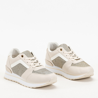 OUTLET Beige women's sports sneakers with glitter Berilan - Footwear