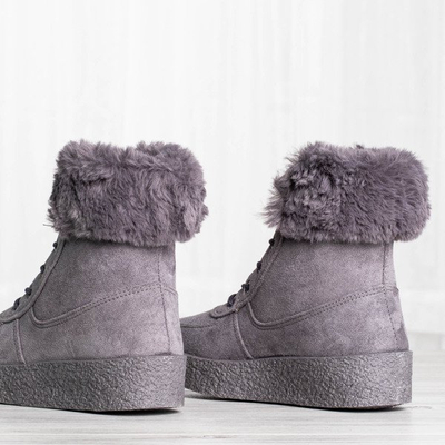 Gray platform snow boots with Majuna fur trim - Footwear