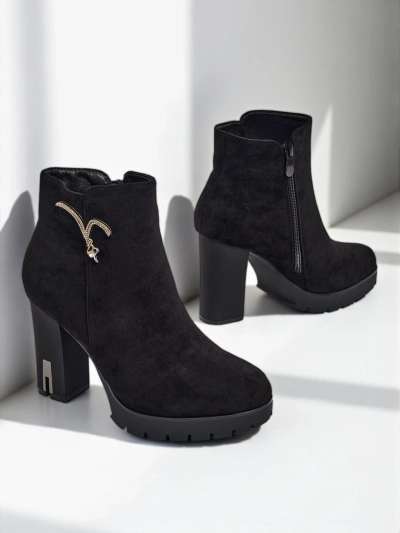 Luna Black Elegant Evening Ankle Boots