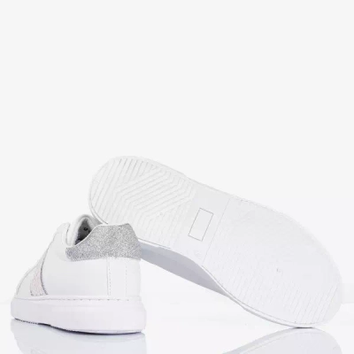 OUTLET Women's white sports sneakers with Hypnosis silver inserts - Footwear