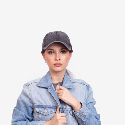 Women's black denim cap - Accessories
