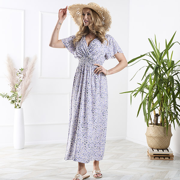 Gara violeta sieviešu kleita ar maziem ziediem - Apģērbs