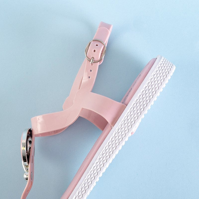 Rozā sieviešu sandales a'la flip-flops ar Dosala rotājumu - Kurpes