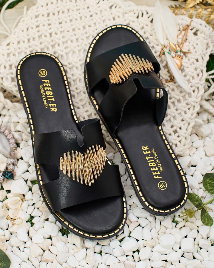 Royalfashion Women's Ortyca flat sole flip-flops