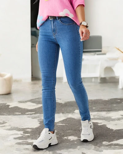 Royalfashion Women's tapered cotton jeans