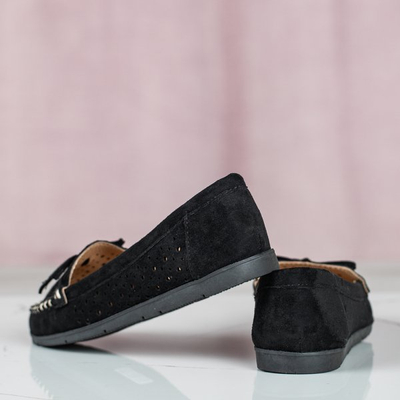 Black loafers with an openwork Wikiss upper - Footwear 1