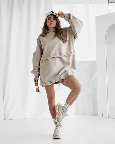 Royalfashion Women's cotton mini dress hoodie type