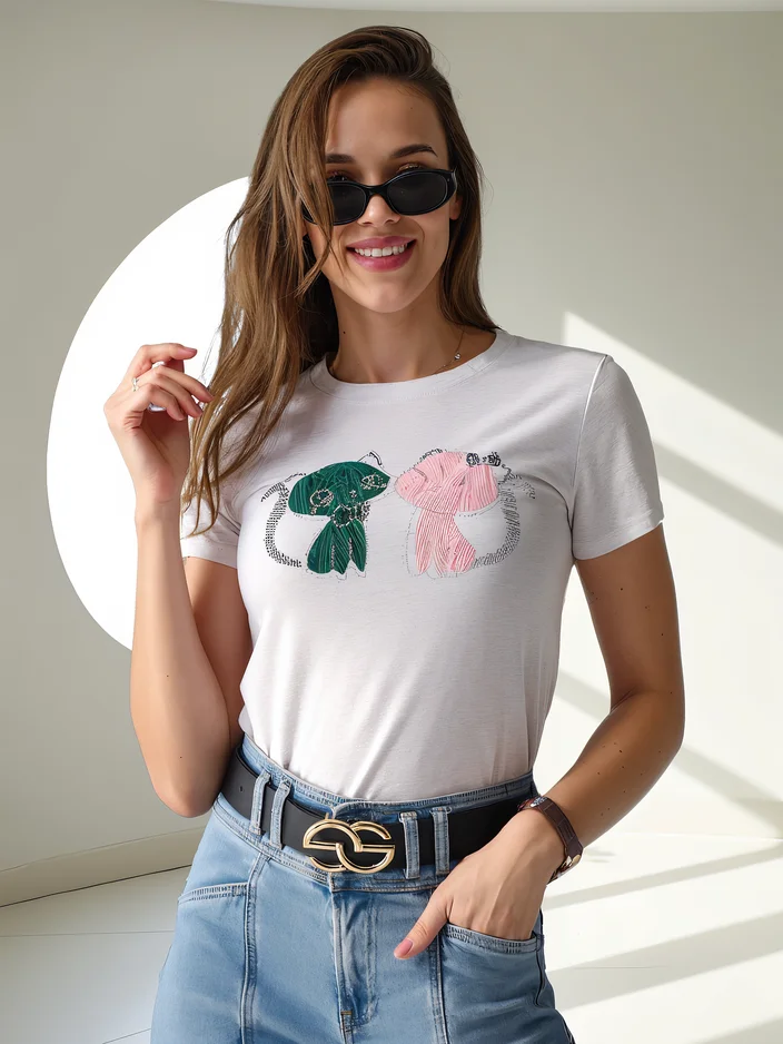 Royalfashion Women's Cotton T-shirt with Kittens