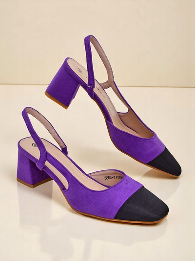 Royalfashion Women's Low Heel Pumps with Decorative Toe Eleganzo