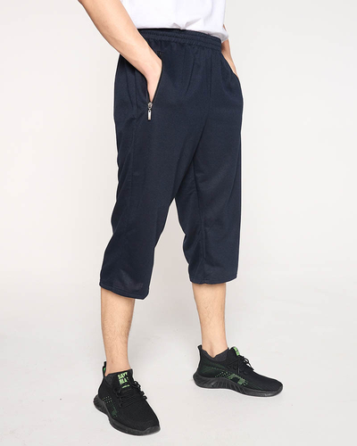 Мужские спортивные шорты выше колена темно-синего цвета - Одежда