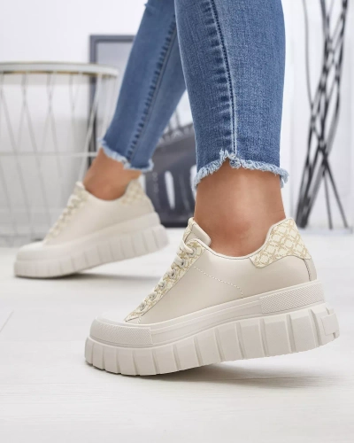Повседневные женские кремовые женские спортивные туфли с узорчатыми вставками Leritic - Обувь