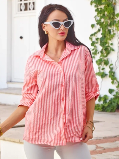 Royalfashion sieviešu svītrainā kokvilnas krekls ar saišu apakšā