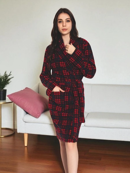 Sarkans un tumši zils sieviešu halāts - Apģērbs