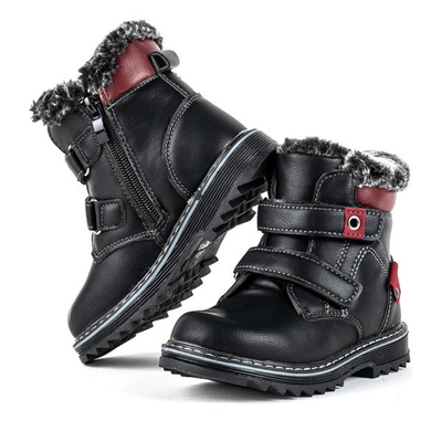 Czarne chłopięce trapery z czerwonymi wstawkami Bulgar - Obuwi