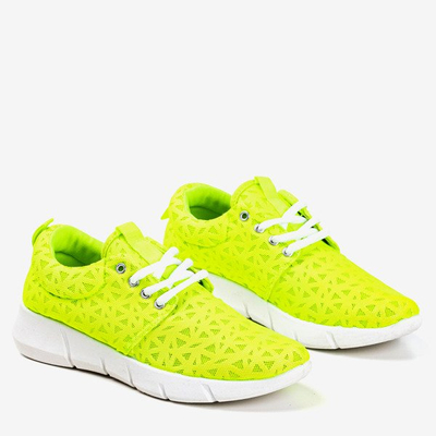 Neon green women's sports shoes with Troye patterns - Footwear 1