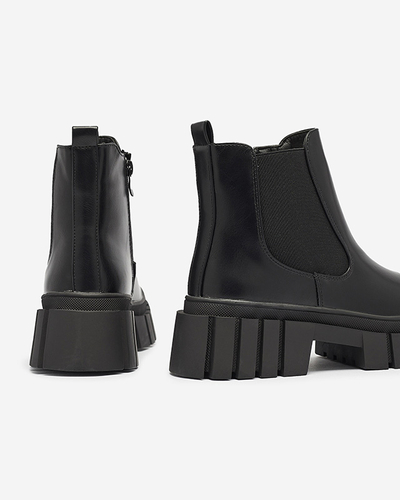 Melni sieviešu zābaki ar biezāku zoli Olilno- Footwear