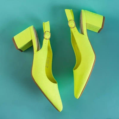 OUTLET Neon yellow women's sandals on the Siofra post - Footwear
