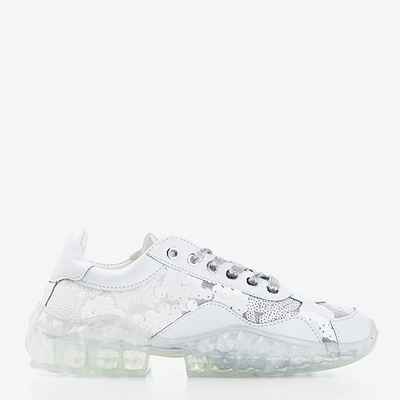 White women's sports shoes with sequins Polja - Footwear