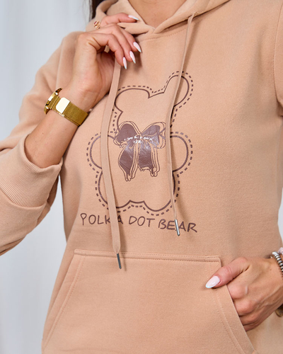 Royalfashion Light brown women's sweatshirt with teddy bear