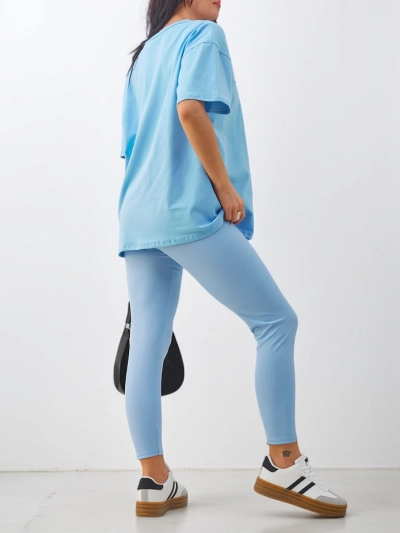 Royalfashion Cotton women's set with short sleeves and leggings
