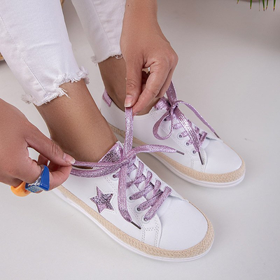 White sports sneakers for women with a star Estosiu - Footwear