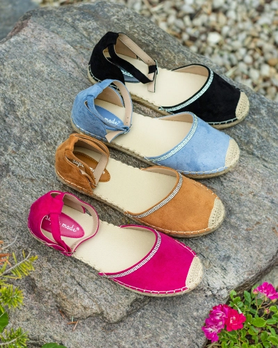 Royalfashion Women's espadrilles with zircons in blue Rieta