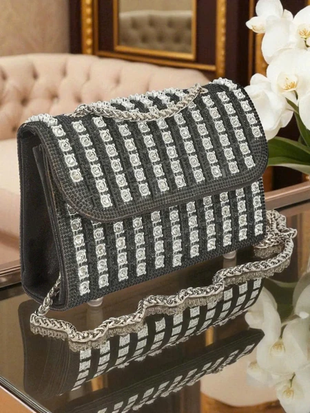 Royalfashion Kopertowa torebka damska ze cyrkoniami Elira Dusk
