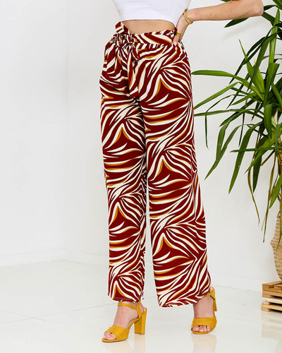 Patterned women's palazzo pants in red- Clothing