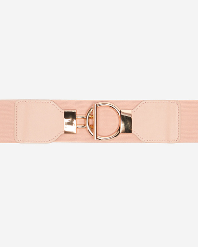 Pink elastic belt with large golden buckle - Accessories