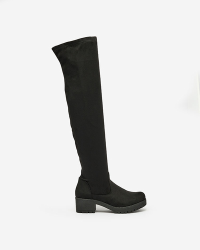 Royalfashion Black women's knee-high boots with flat heel Keteris