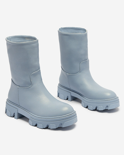Blue women's slip-on boots with Mekira insulation - Footwear