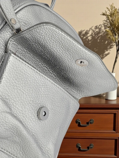 Selene Silver Faux Leather Women's Backpack by Królewska Moda, 25x25 cm