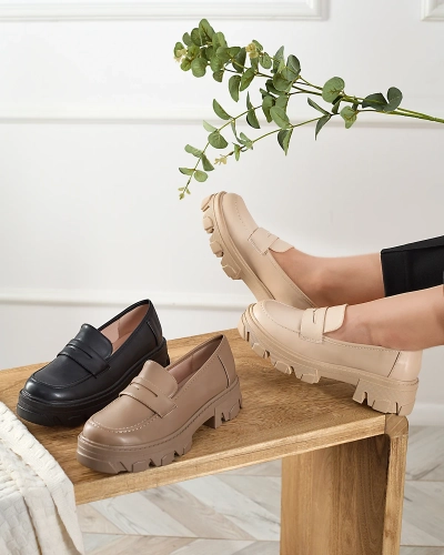 Women's light brown moccasins on a solid sole Desika - Footwear
